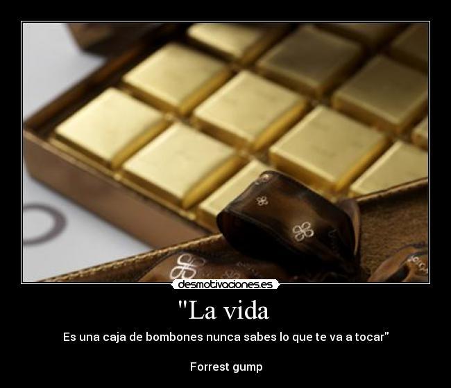 La vida - Es una caja de bombones nunca sabes lo que te va a tocar
Forrest gump