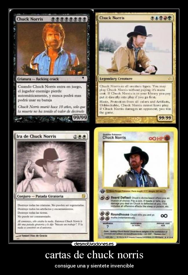 cartas de chuck norris - consigue una y sientete invencible