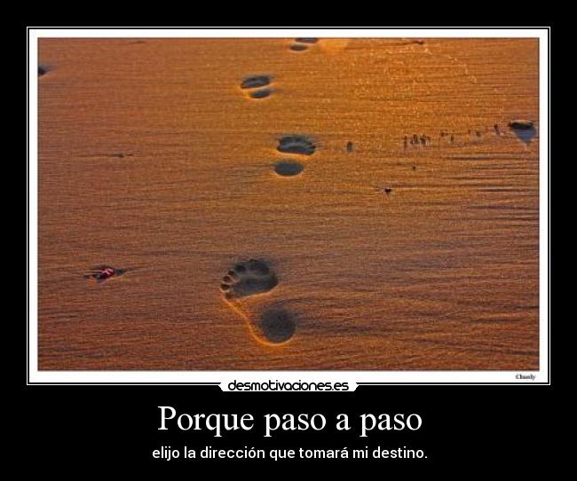 Porque paso a paso - elijo la dirección que tomará mi destino.