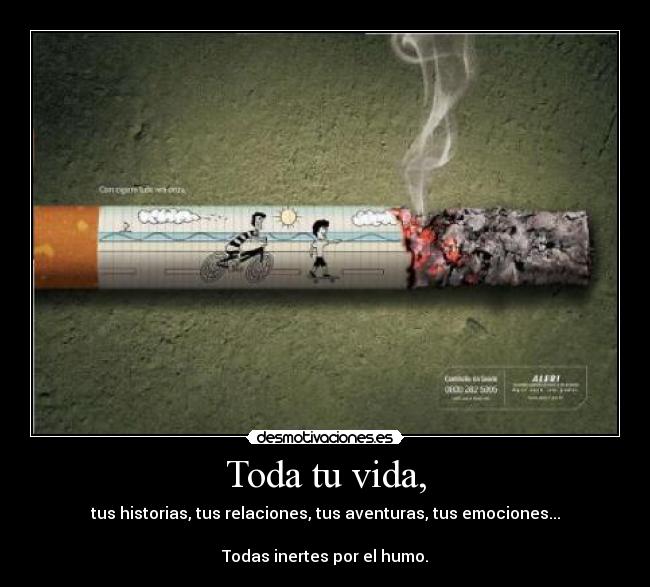Toda tu vida, - tus historias, tus relaciones, tus aventuras, tus emociones...

Todas inertes por el humo.
