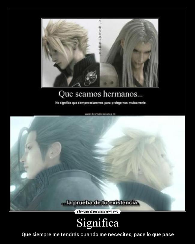 carteles cloud zack ffvii final fantasy sephiroth sefirot hermanos desmotivaciones