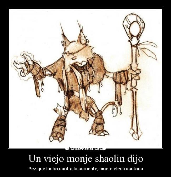 Un viejo monje shaolin dijo - Pez que lucha contra la corriente, muere electrocutado