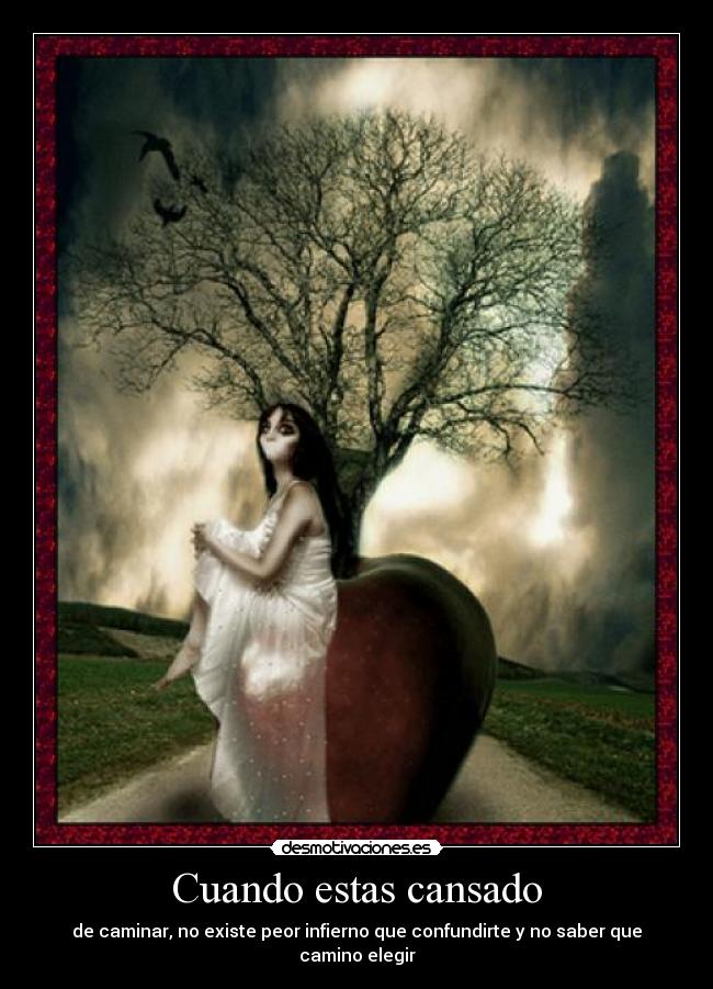 Cuando estas cansado - de caminar, no existe peor infierno que confundirte y no saber que camino elegir