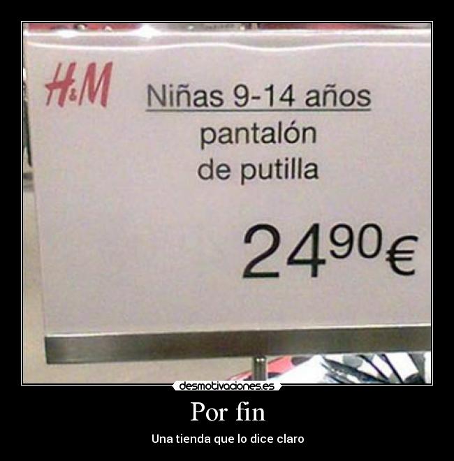 Por fin - Una tienda que lo dice claro