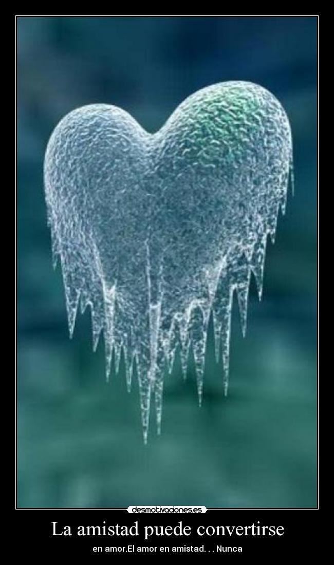 La amistad puede convertirse - en amor.El amor en amistad. . . Nunca