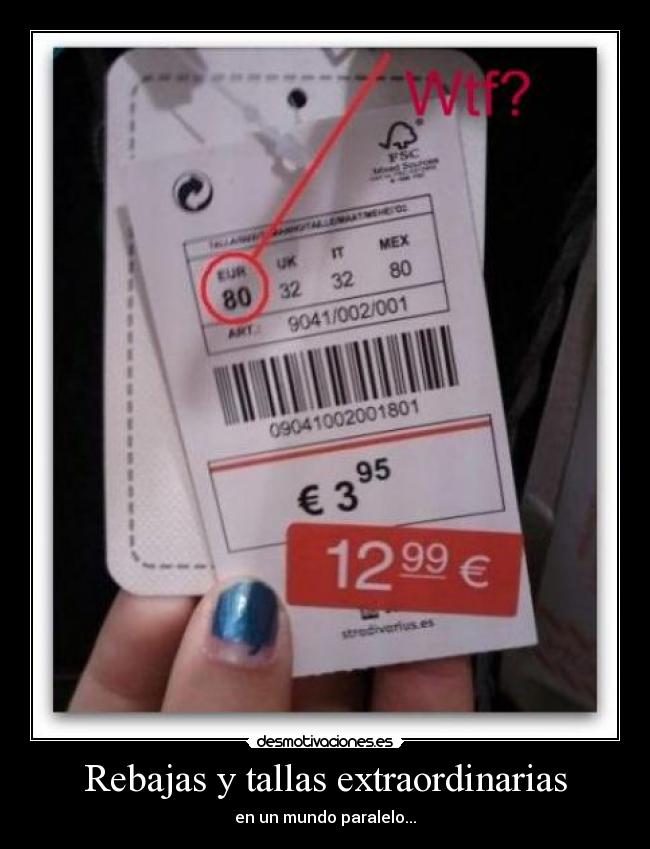 Rebajas y tallas extraordinarias - en un mundo paralelo...