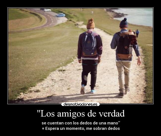 Los amigos de verdad - se cuentan con los dedos de una mano
+ Espera un momento, me sobran dedos