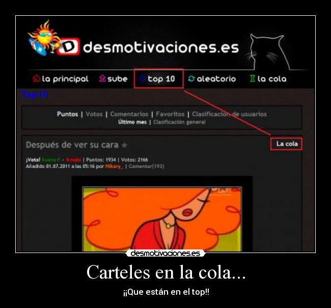 Carteles en la cola... - ¡¡Que están en el top!!