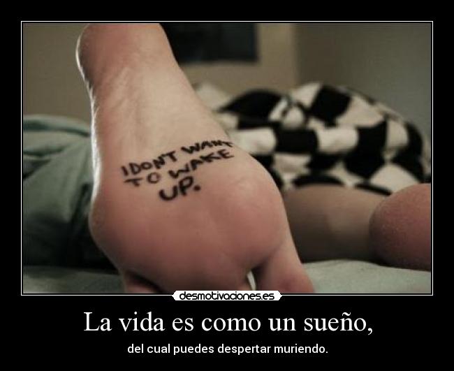 La vida es como un sueño, - del cual puedes despertar muriendo.