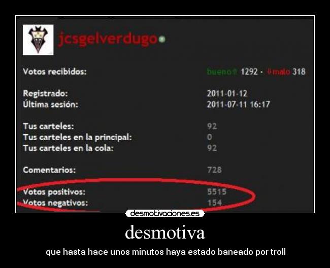 desmotiva - que hasta hace unos minutos haya estado baneado por troll