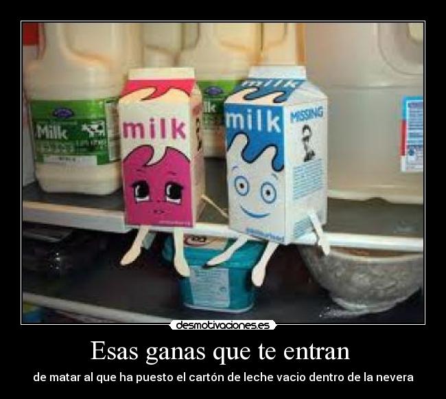 Esas ganas que te entran  - de matar al que ha puesto el cartón de leche vacio dentro de la nevera