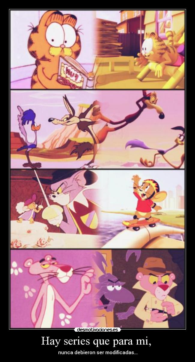 carteles tom jerry pantera rosa garfield coyote correcaminos series modificadas nunca desmotivaciones