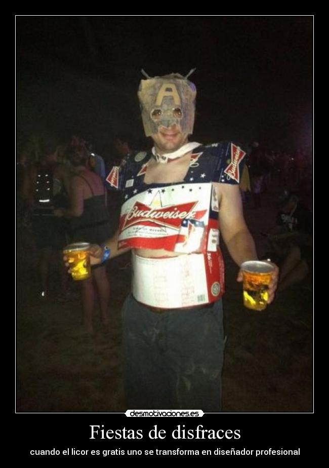 Fiestas de disfraces - cuando el licor es gratis uno se transforma en diseñador profesional