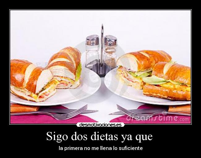 Sigo dos dietas ya que  - la primera no me llena lo suficiente