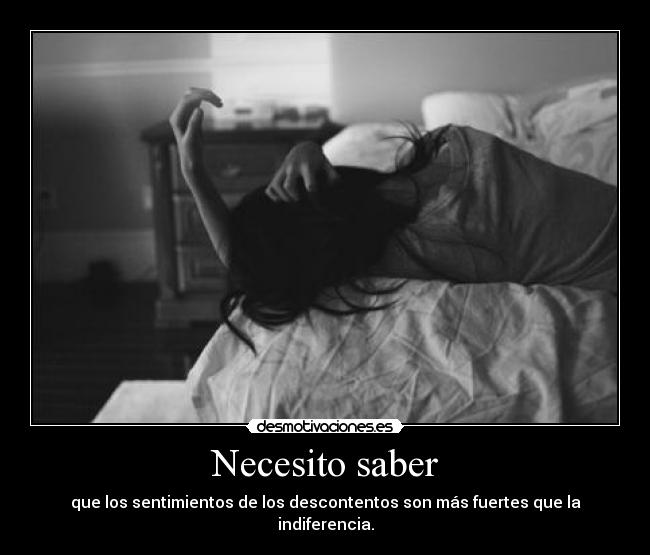 carteles necesito saber que los sentimientos los descontentos mas fuertes indiferencia chica tumbada desmotivaciones