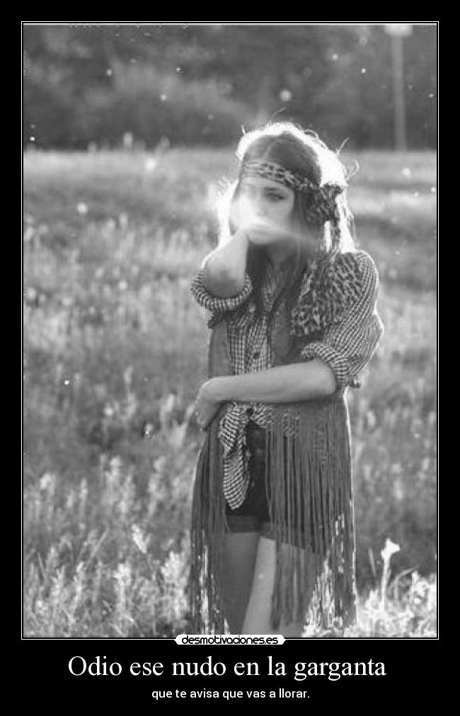 Odio ese nudo en la garganta - que te avisa que vas a llorar.