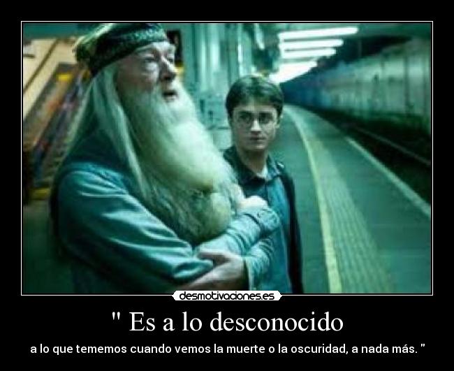 Es a lo desconocido - a lo que tememos cuando vemos la muerte o la oscuridad, a nada más.