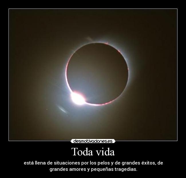 Toda vida - está llena de situaciones por los pelos y de grandes éxitos, de
grandes amores y pequeñas tragedias.