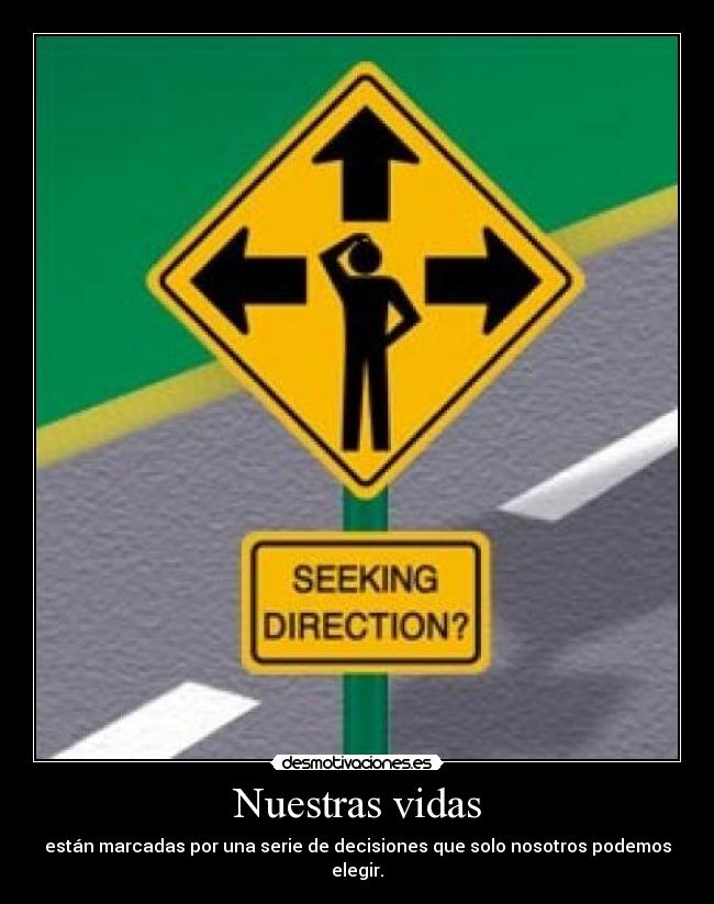 Nuestras vidas - están marcadas por una serie de decisiones que solo nosotros podemos elegir.