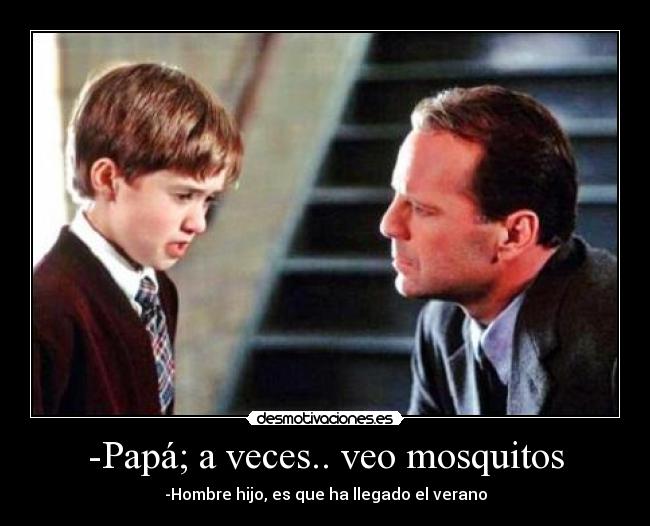 -Papá; a veces.. veo mosquitos - -Hombre hijo, es que ha llegado el verano