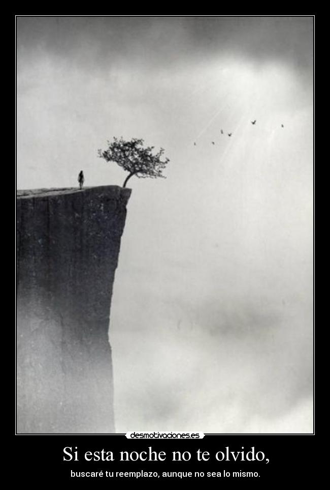 Si esta noche no te olvido, - buscaré tu reemplazo, aunque no sea lo mismo.