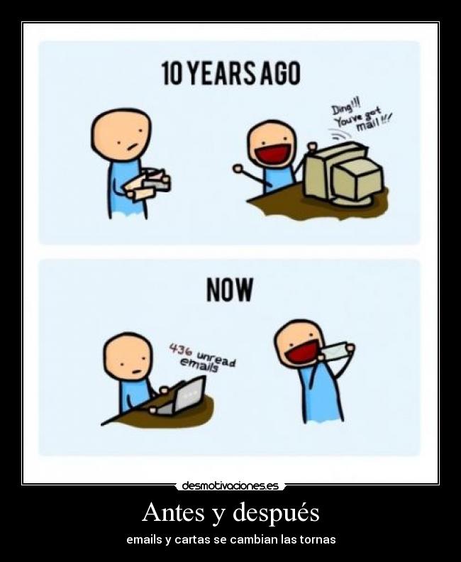Antes y después - emails y cartas se cambian las tornas