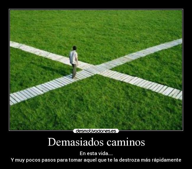 Demasiados caminos - En esta vida....
Y muy pocos pasos para tomar aquel que te la destroza más rápidamente