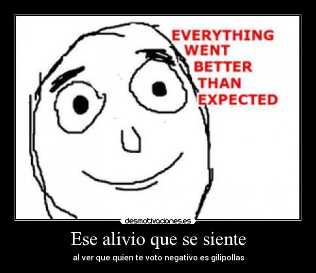Ese alivio que se siente - al ver que quien te voto negativo es gilipollas