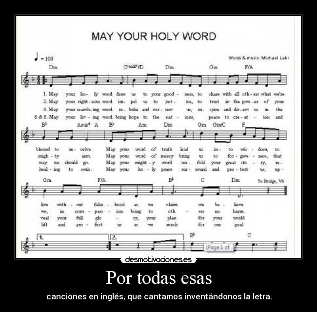 Por todas esas - canciones en inglés, que cantamos inventándonos la letra.