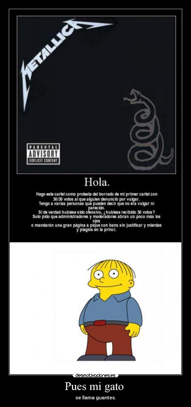 Pues mi gato - se llama guantes.