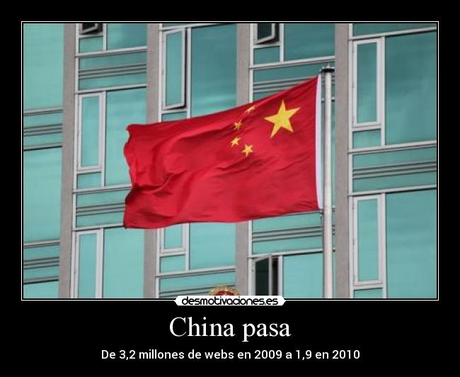 China pasa - De 3,2 millones de webs en 2009 a 1,9 en 2010
