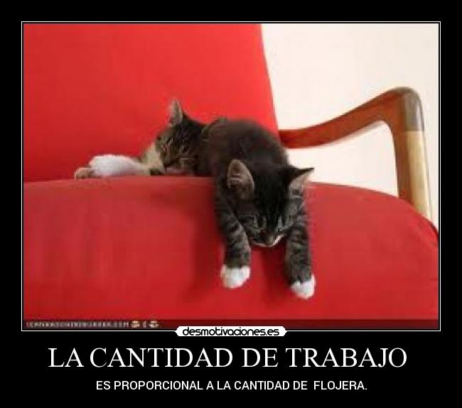 LA CANTIDAD DE TRABAJO - ES PROPORCIONAL A LA CANTIDAD DE FLOJERA.