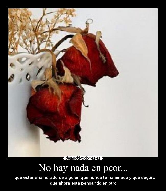 No hay nada en peor... - ...que estar enamorado de alguien que nunca te ha amado y que seguro
que ahora está pensando en otro