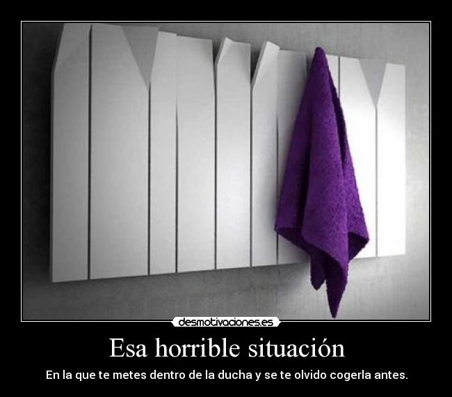 Esa horrible situación - En la que te metes dentro de la ducha y se te olvido cogerla antes.