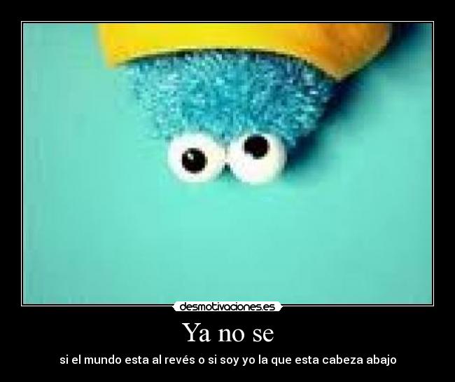 Ya no se - si el mundo esta al revés o si soy yo la que esta cabeza abajo