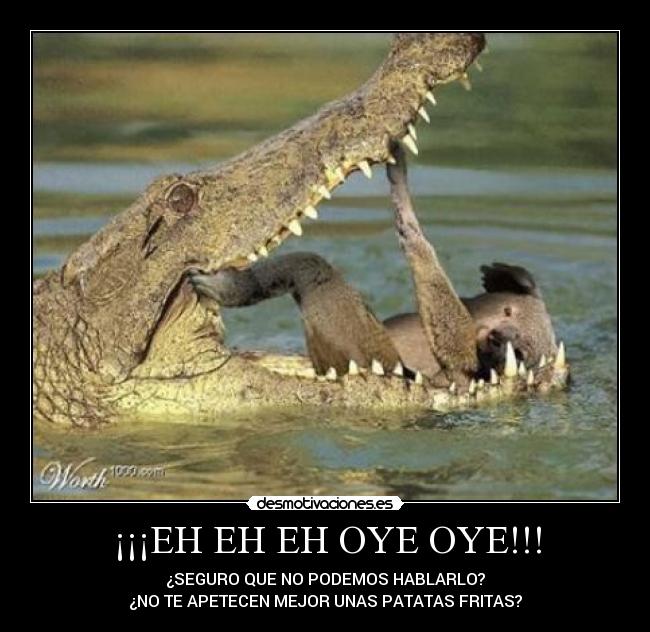 ¡¡¡EH EH EH OYE OYE!!! - ¿SEGURO QUE NO PODEMOS HABLARLO?
¿NO TE APETECEN MEJOR UNAS PATATAS FRITAS?