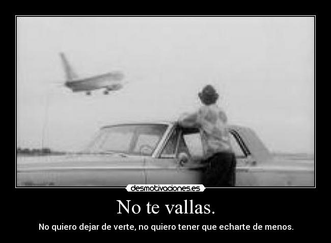 No te vallas. - No quiero dejar de verte, no quiero tener que echarte de menos.