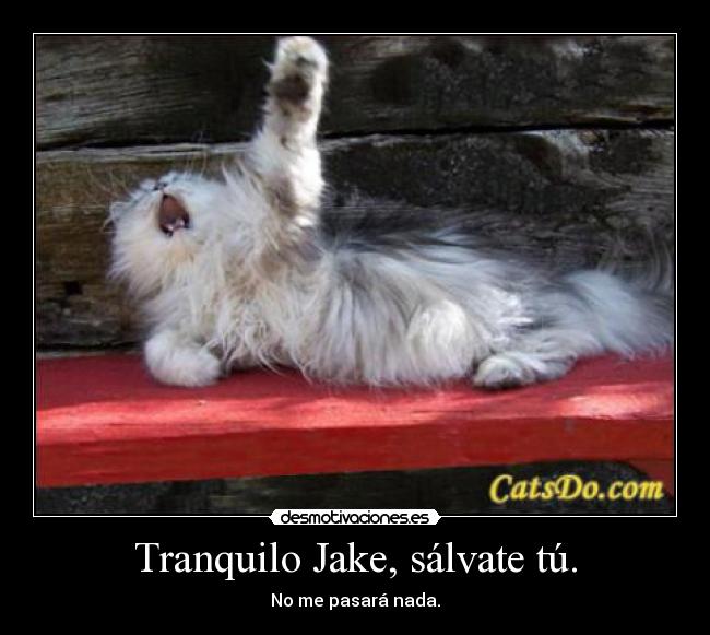 Tranquilo Jake, sálvate tú. - No me pasará nada.