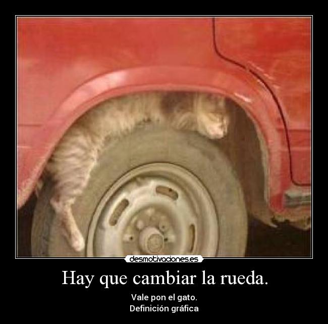 Hay que cambiar la rueda. - Vale pon el gato.
Definición gráfica