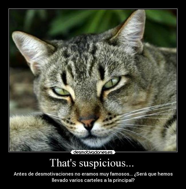 Thats suspicious... - Antes de desmotivaciones no eramos muy famosos... ¿Será que hemos
llevado varios carteles a la principal?