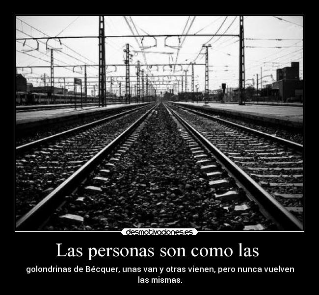 Las personas son como las - golondrinas de Bécquer, unas van y otras vienen, pero nunca vuelven las mismas.