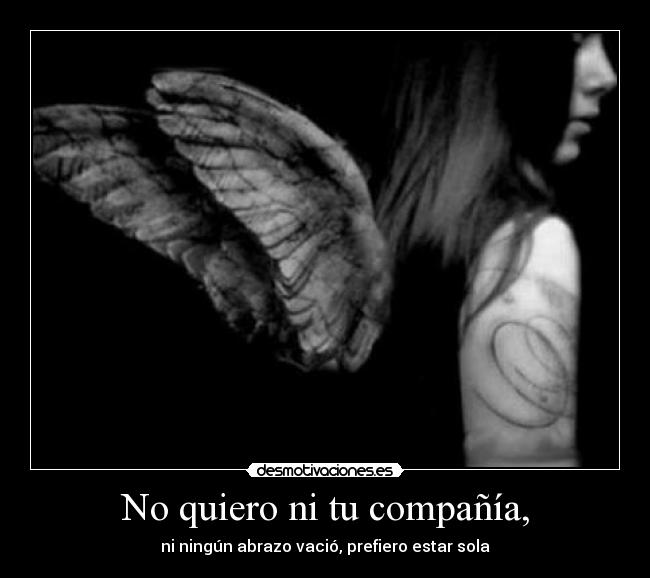 No quiero ni tu compañía, - ni ningún abrazo vació, prefiero estar sola