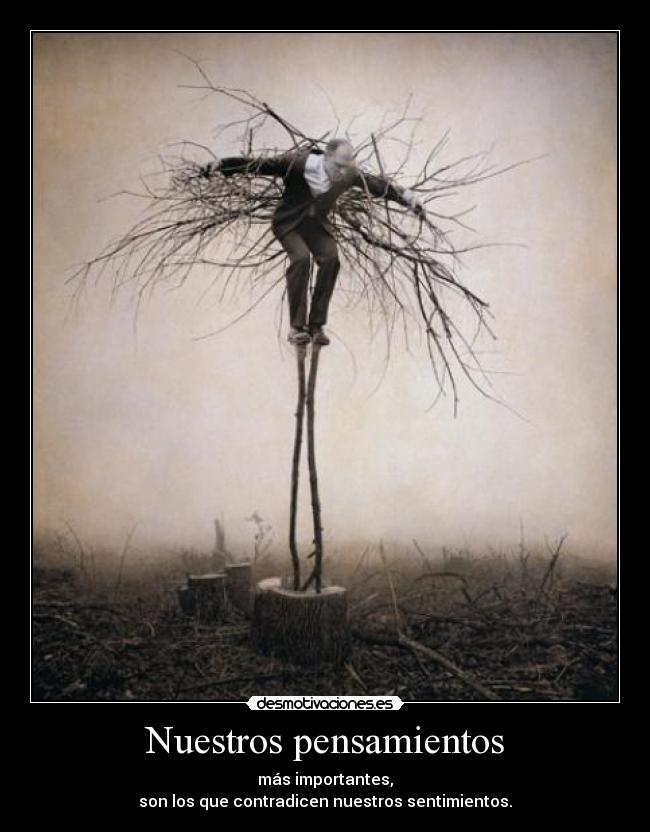 Nuestros pensamientos - más importantes,
son los que contradicen nuestros sentimientos.