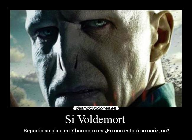 Si Voldemort - Repartió su alma en 7 horrocruxes ¿En uno estará su nariz, no?
