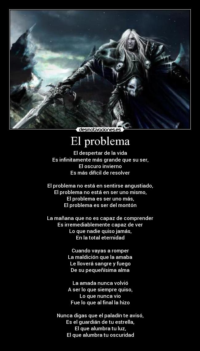 carteles paladin caballero guerro vida despertar eternidad luz oscuridad problema poema desmotivaciones