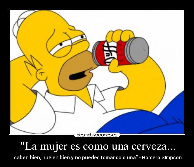 La mujer es como una cerveza... -  saben bien, huelen bien y no puedes tomar solo una - Homero SImpson