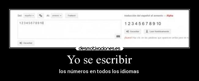 Yo se escribir - los números en todos los idiomas 