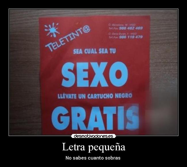 Letra pequeña - No sabes cuanto sobras