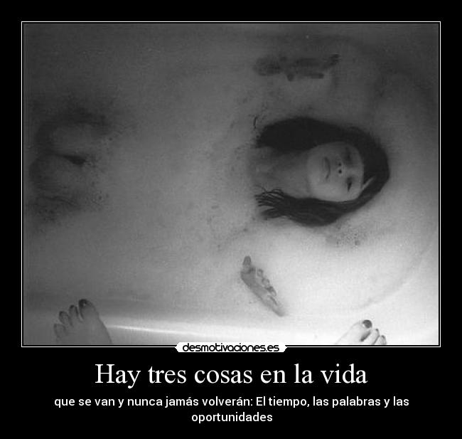 Hay tres cosas en la vida - que se van y nunca jamás volverán: El tiempo, las palabras y las oportunidades