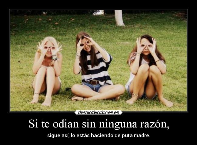 Si te odian sin ninguna razón, - sigue así, lo estás haciendo de puta madre.